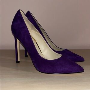 Nine West Purple Suede Pointed-Toe High Heel Pumps